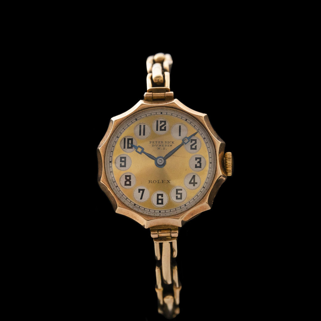 Rolex 1920's 9kt Gold Cocktail Watch from Dunedin Retailer 'Peter Dick'