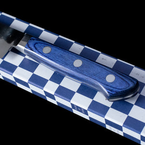 Hammered Japanese Seisuke Damascus Petty Knife Blue Handle with Sheath 135mm