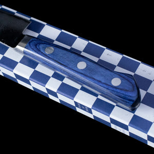 Hammered Japanese Seisuke Damascus Petty Knife Blue Handle with Sheath 135mm
