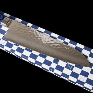 Hammered Japanese Seisuke Santoku Blue Handle with Sheath 180mm